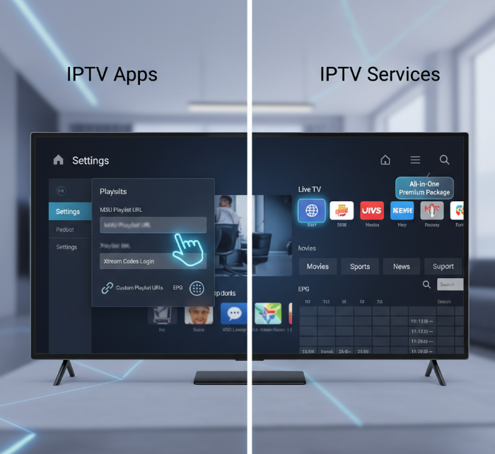 Free IPTV Apps vs IPTV Services Confused between IPTV apps and services? This cluster clears the fog, helping you understand the tech, the connection process, and how to make the right choice.